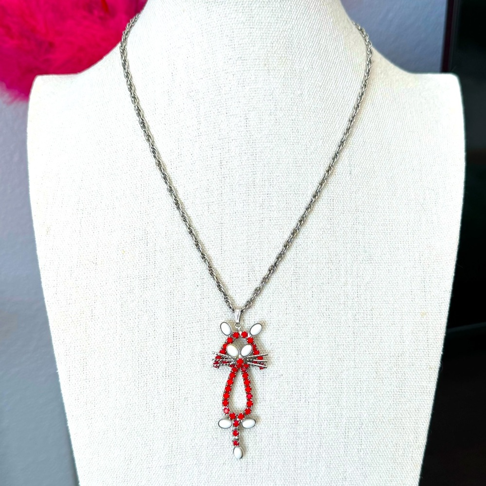 Celebrity NY Vintage Red Cat Necklace